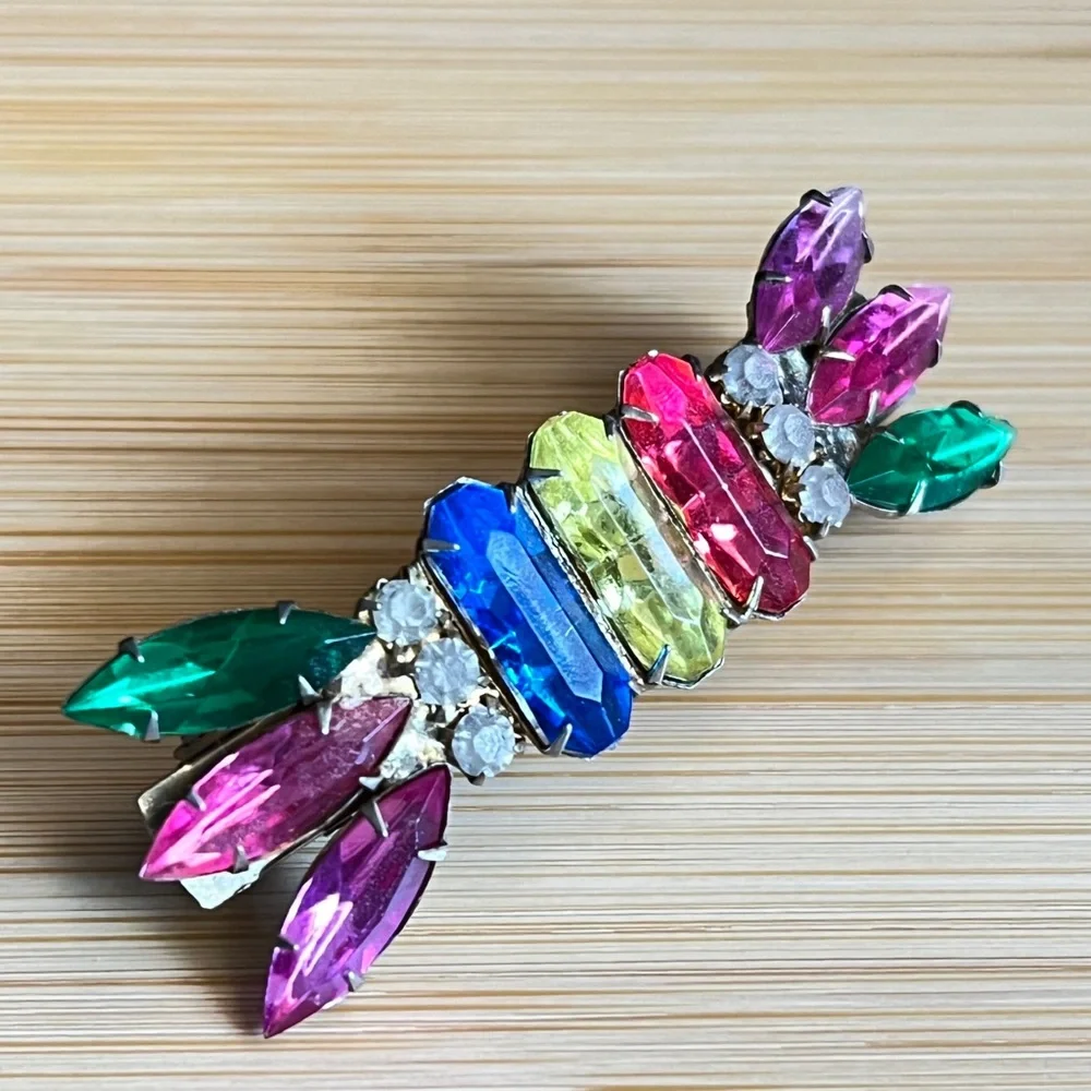 Vintage Colorful Faux Gemstone Hairclip